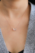 14K Rose Gold Round Diamond Small Pink Butterfly Pendant P-JS041316