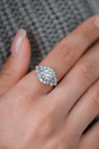 Platinum Round & Baguette Diamond Halo Engagement Ring 2.22ct R-122RD