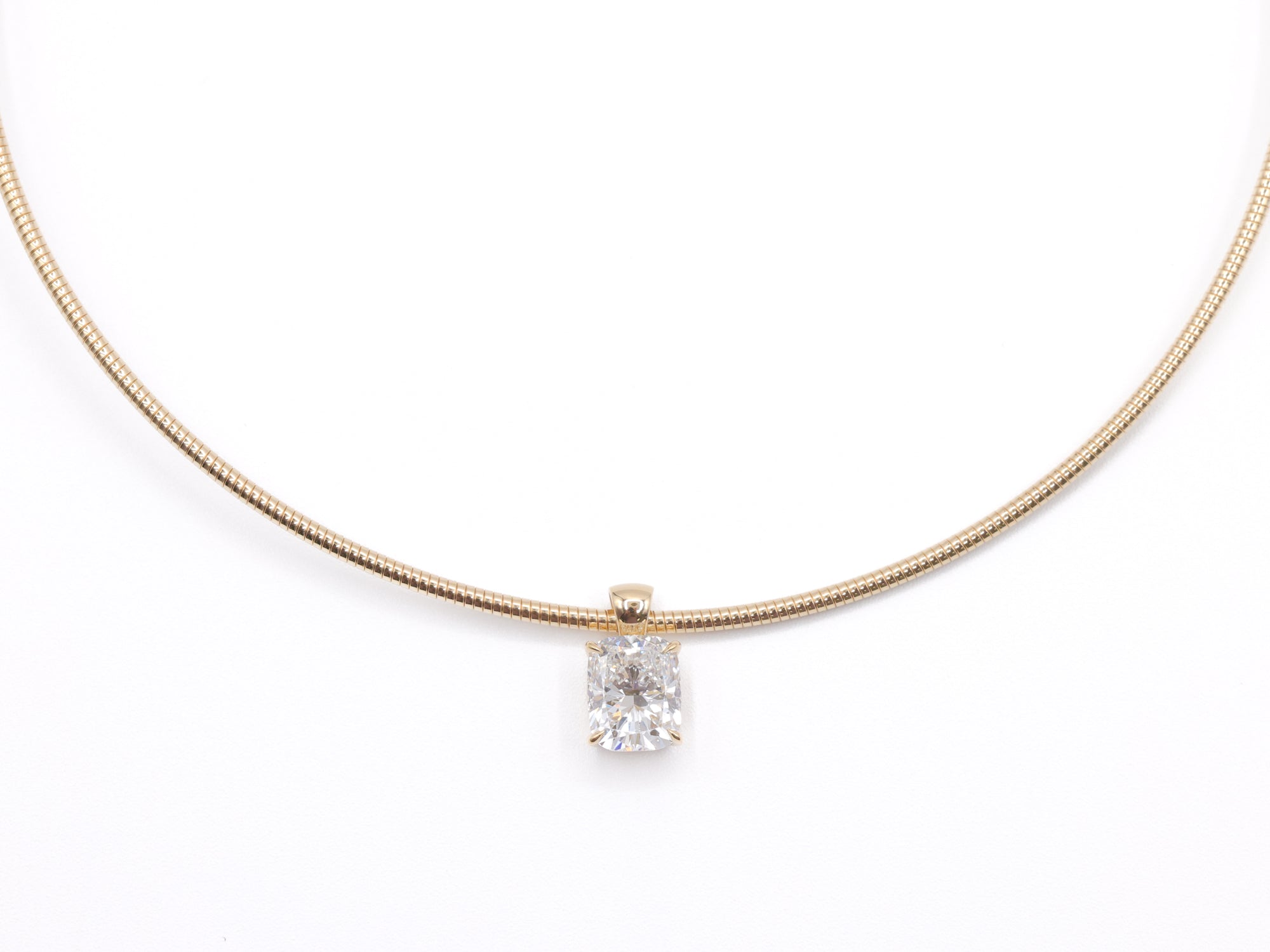 14K Yellow Gold Lab Cushion Diamond Solitaire Pendant 9.9ct N-311CU