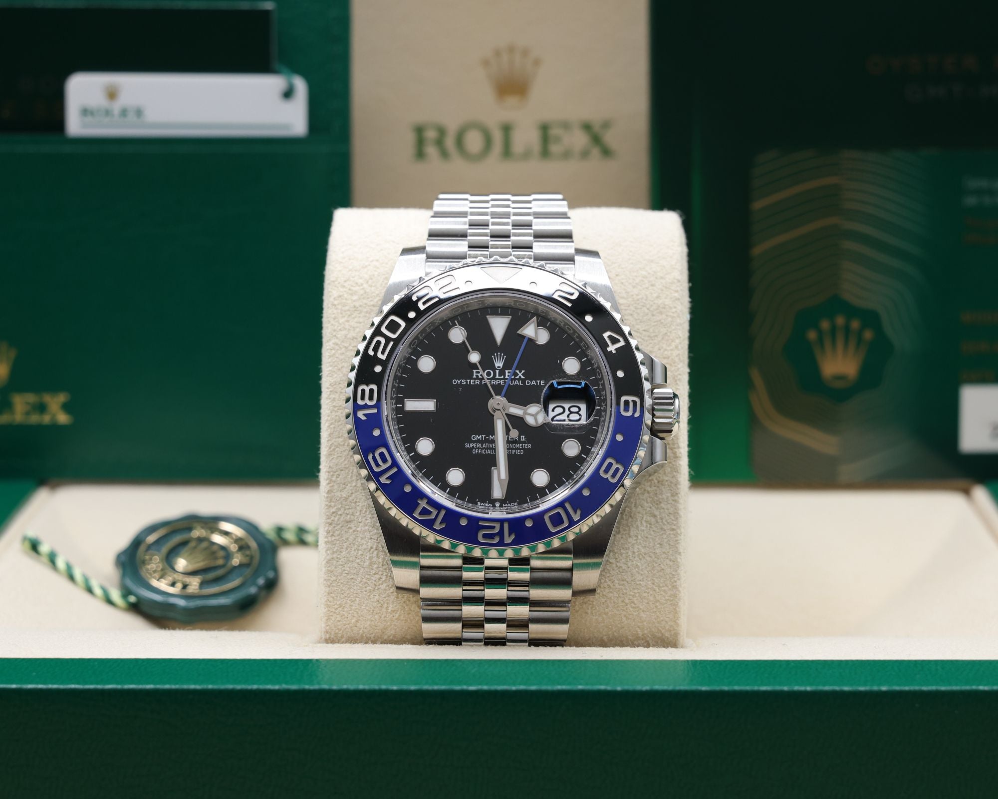 Rolex GMT-Master II Batgirl Black Dial on Jubilee 126710BLNR Complete 2023