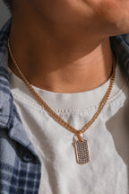 14K Rose Gold Round Natural Diamond Dog Tag Pendant 8.3ct P-2324