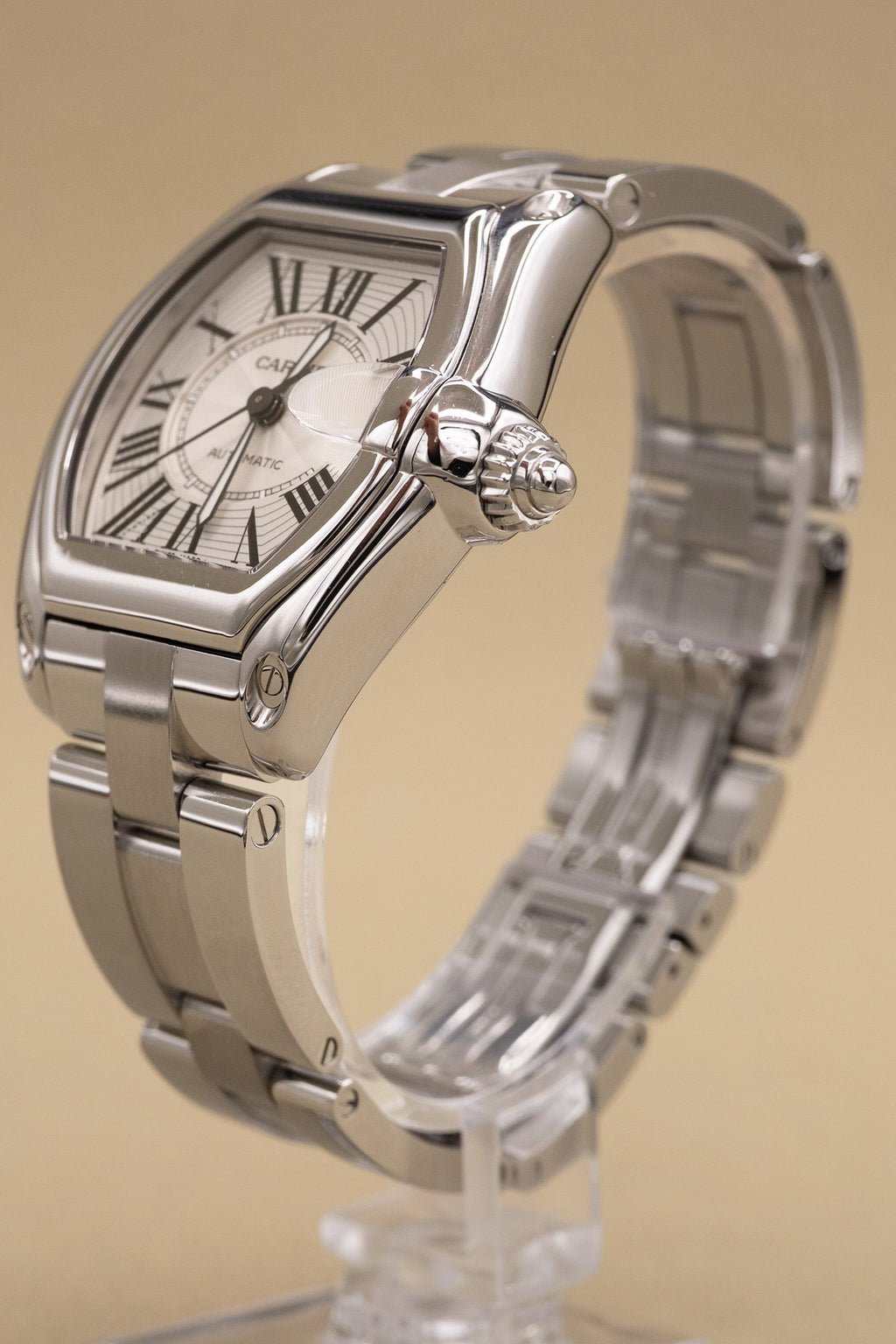 Cartier Roadster Silver And Steel Roman Dial on Bracelet W62025V3