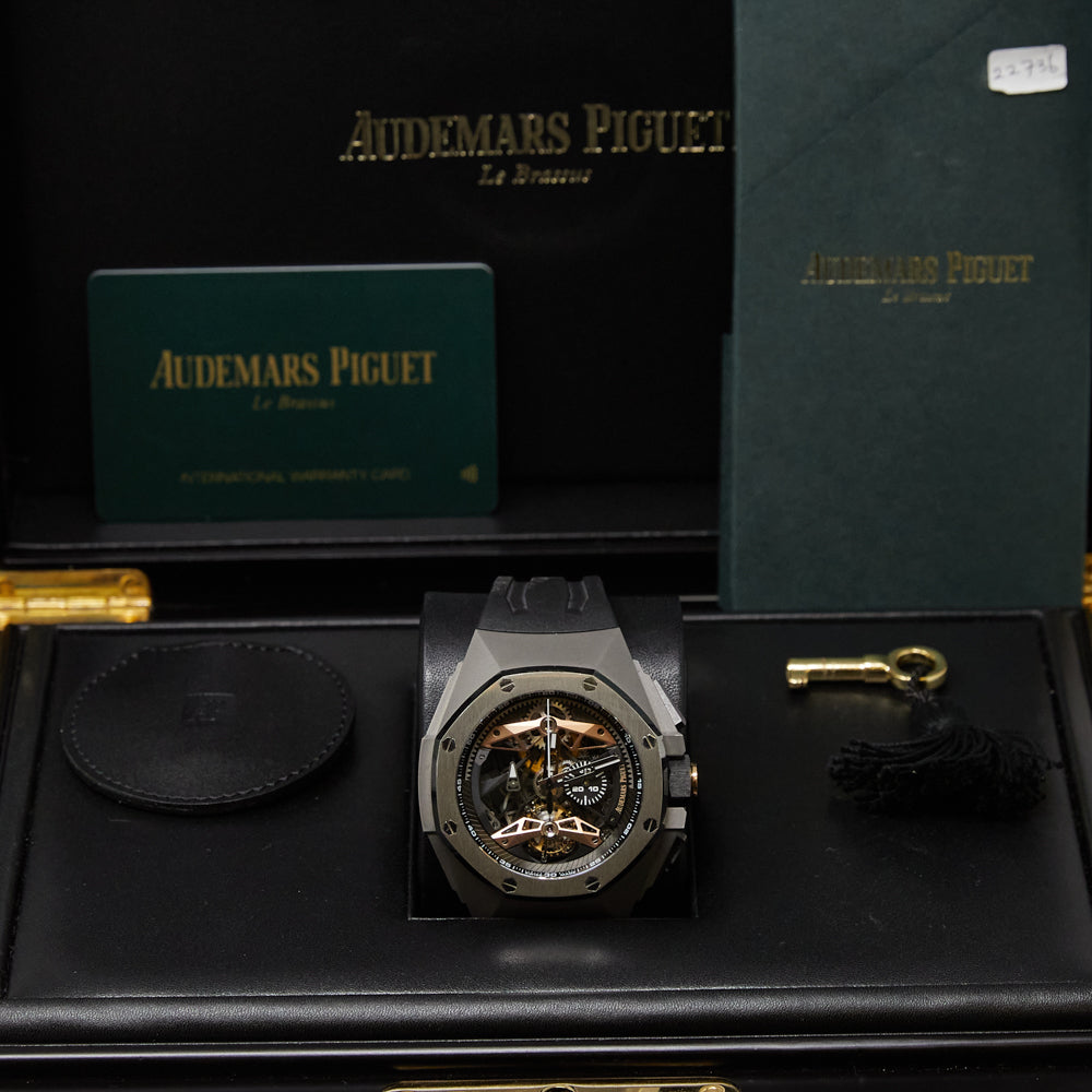 Audemars Piguet Royal Oak Concept Tourbillon Chronograph Openworked Skeleton Dial on Rubber Strap 26612TI.OO.D002CA.01 Complete