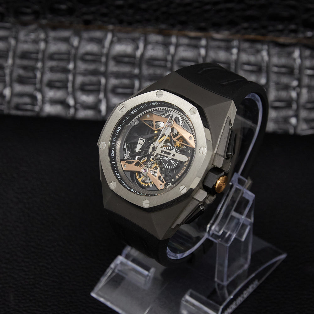 Audemars Piguet Royal Oak Concept Tourbillon Chronograph Openworked Skeleton Dial on Rubber Strap 26612TI.OO.D002CA.01 Complete