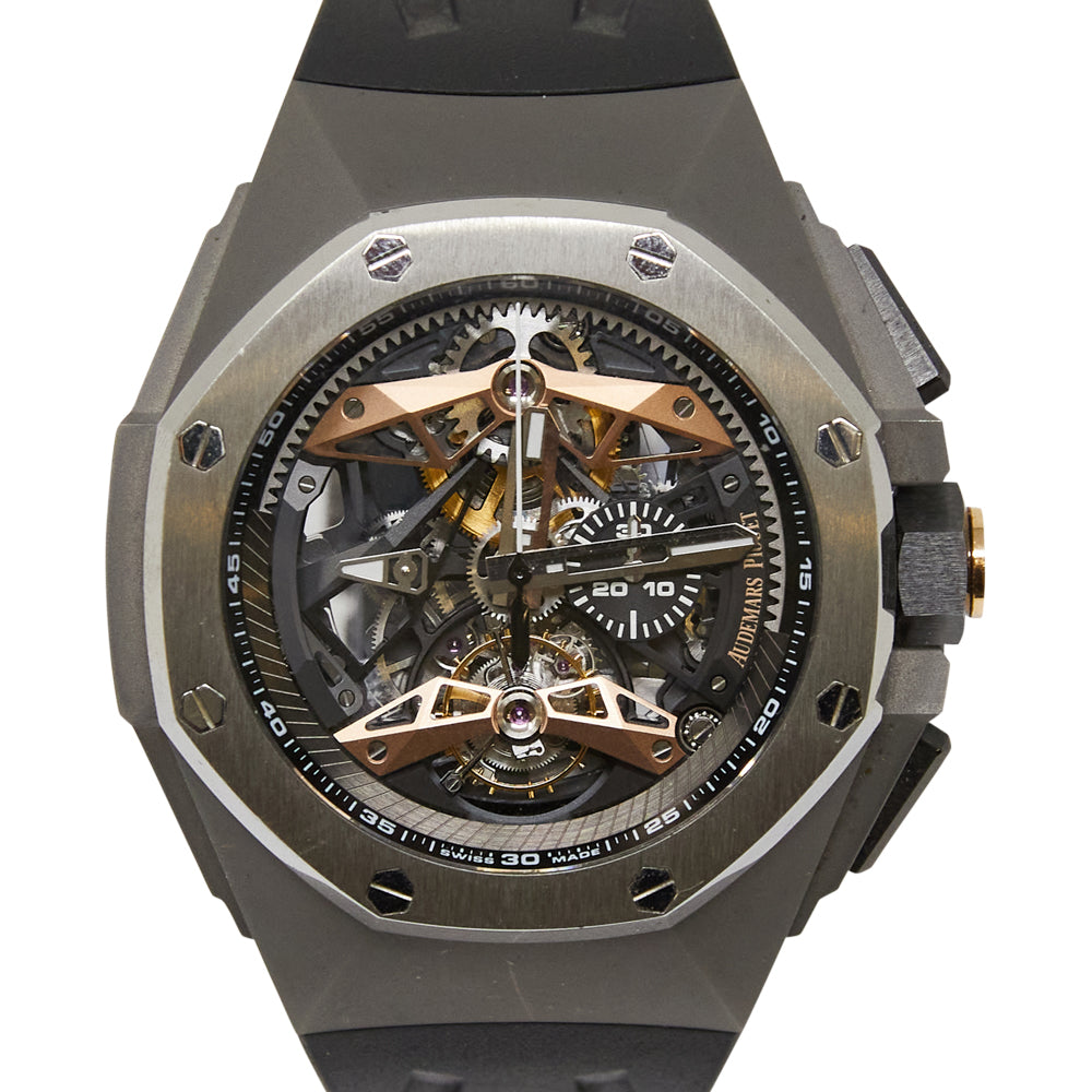 Audemars Piguet Royal Oak Concept Tourbillon Chronograph Openworked Skeleton Dial on Rubber Strap 26612TI.OO.D002CA.01 Complete