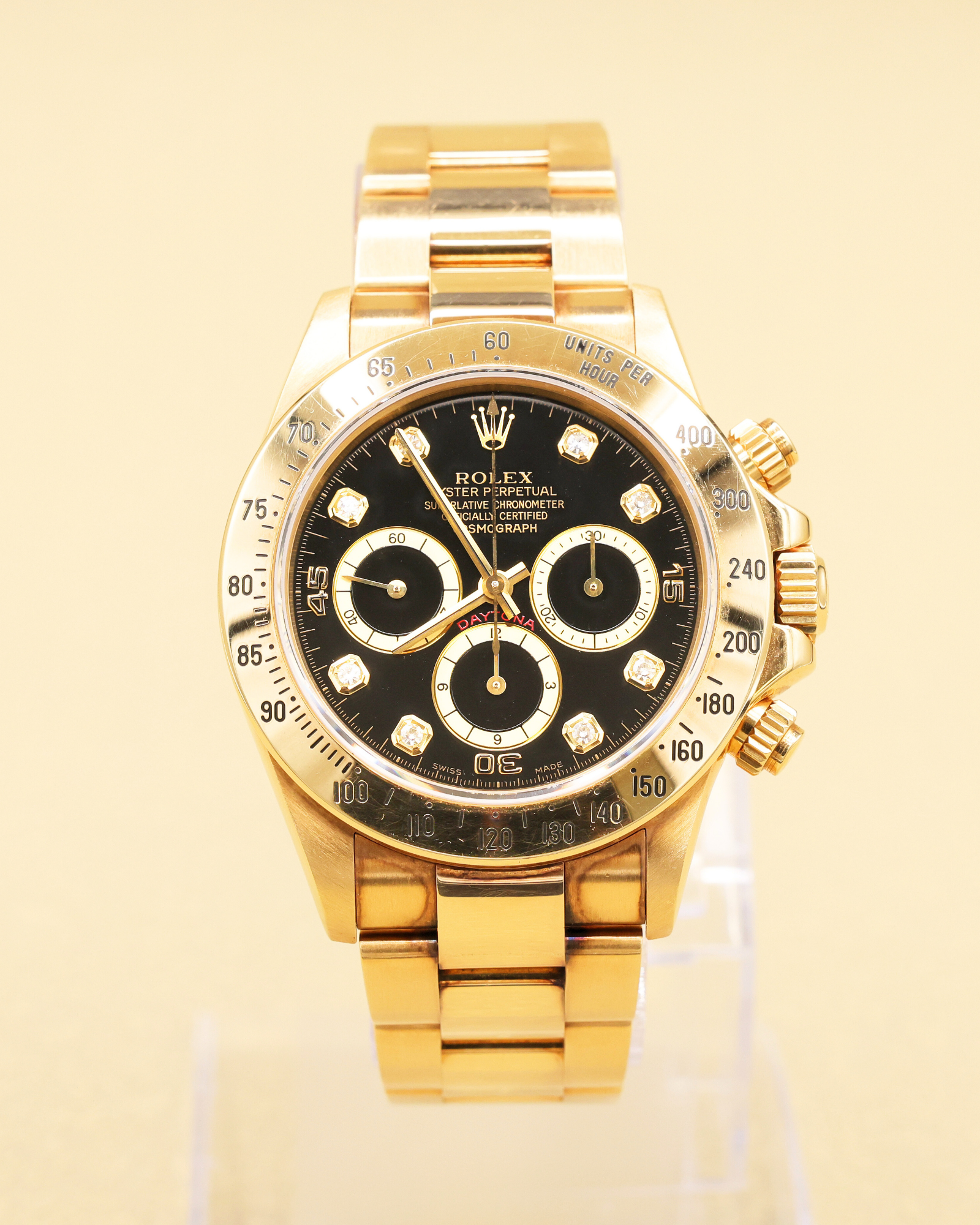 Rolex Daytona Zenith Black Diamond Dial on Oyster 16528 with Box