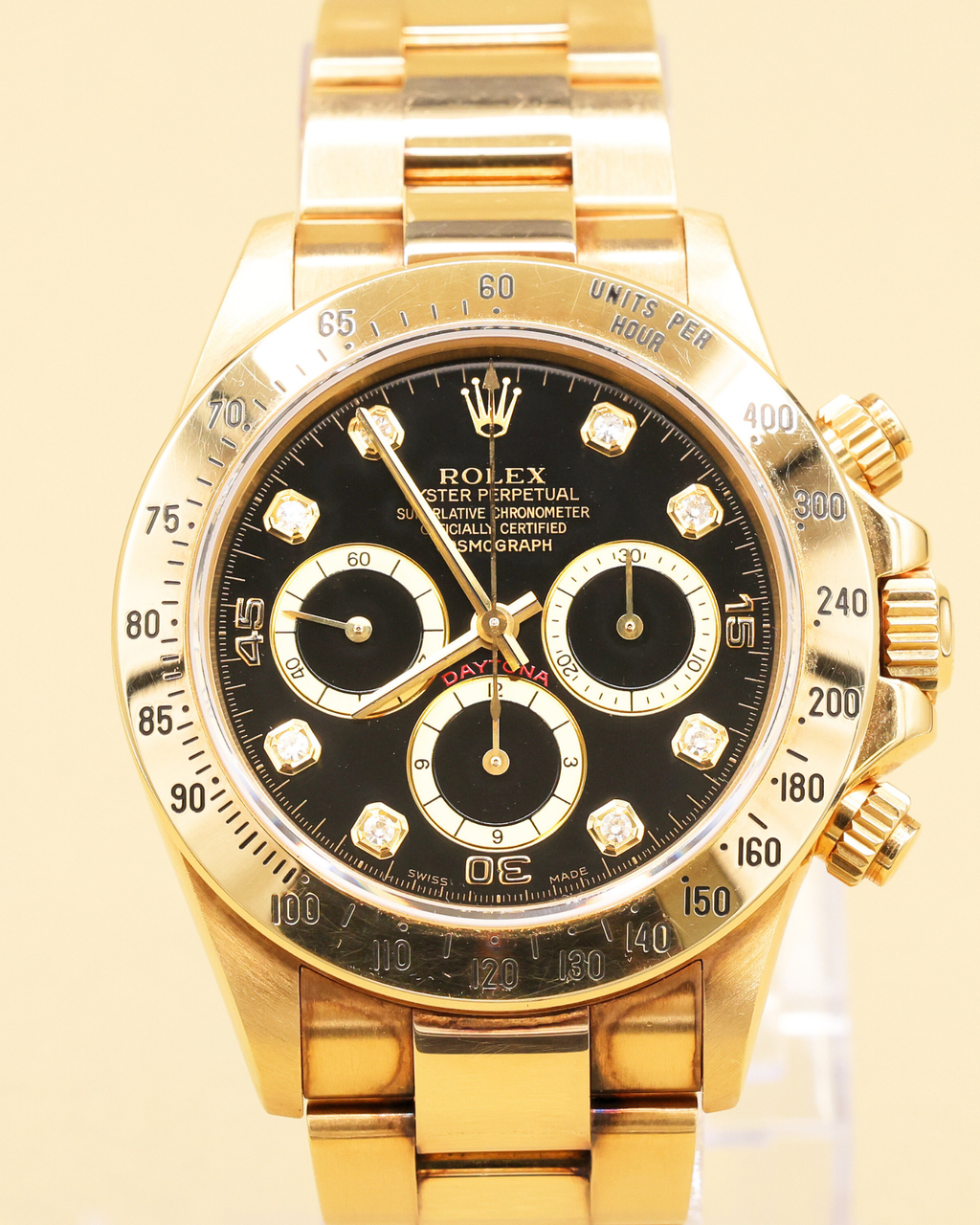 Rolex Daytona Zenith Black Diamond Dial on Oyster 16528 with Box
