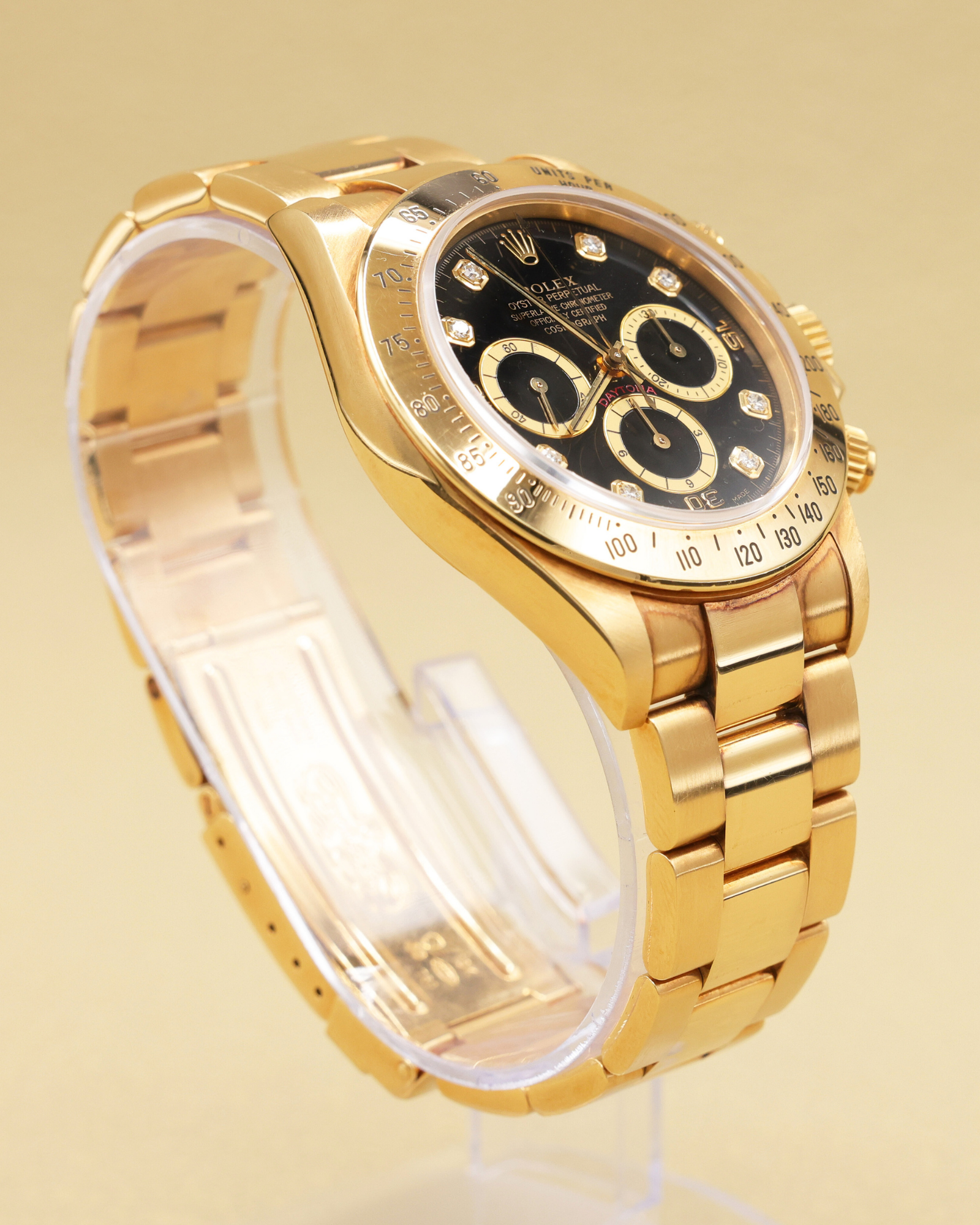 Rolex Daytona Zenith Black Diamond Dial on Oyster 16528 with Box