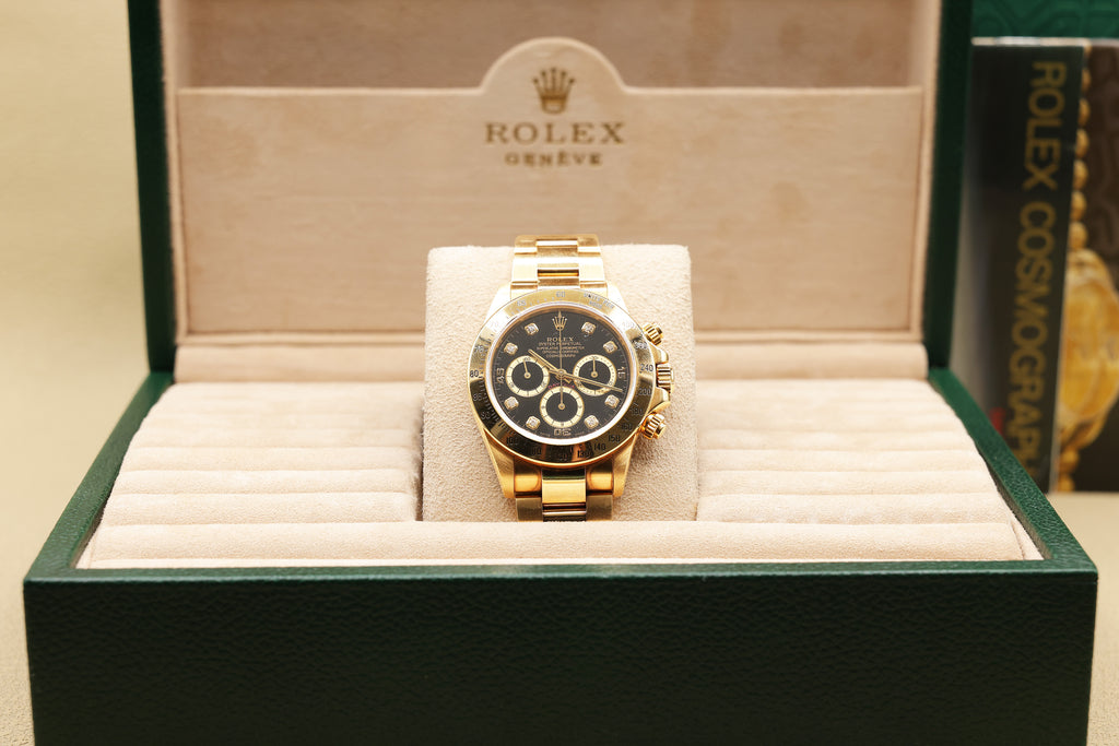 Rolex Daytona Zenith Black Diamond Dial on Oyster 16528 with Box