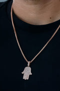 18K Rose Gold Hamsa Diamond Pendant Necklace 7.1ct P-150P