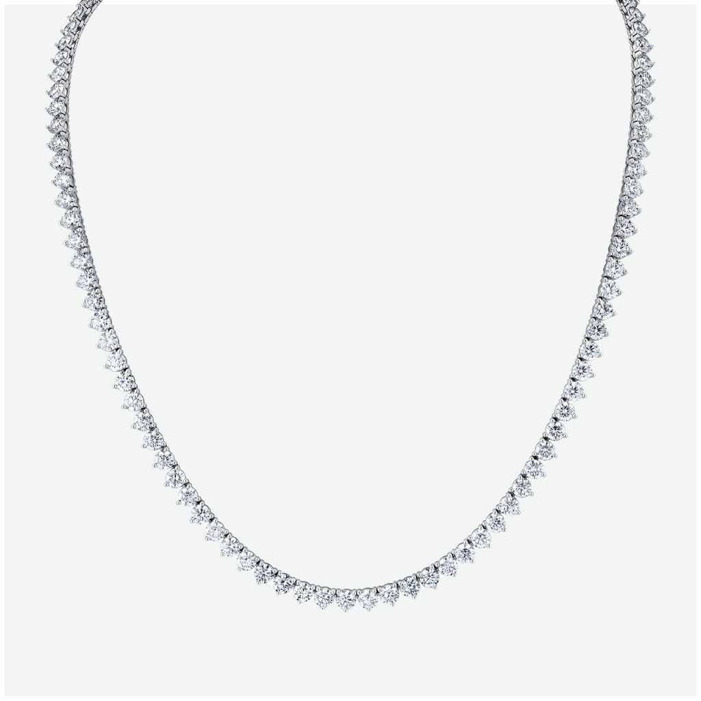 14K Yellow Gold Round Natural Diamond Tennis Necklace 20.7ct N-1972RD
