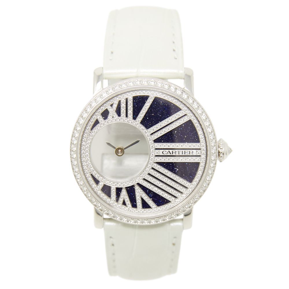 Cartier Rotonde de Cartier Mysterious Hour Blue Dial on White Croc HPI01197 Complete 2018