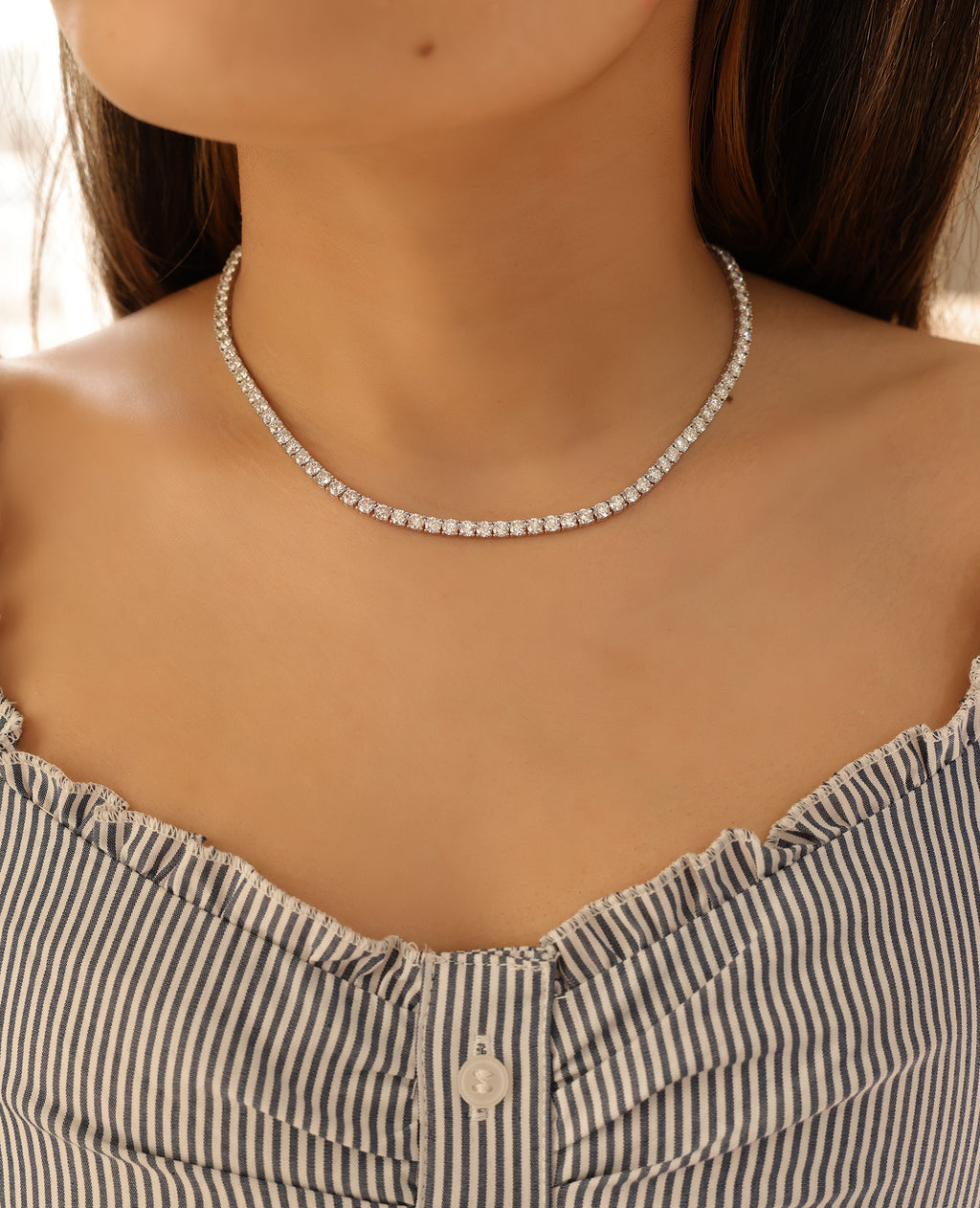 Kourosh 14K White Gold Round Lab Grown Diamond Tennis Necklace 18.9ct N-2013LGD