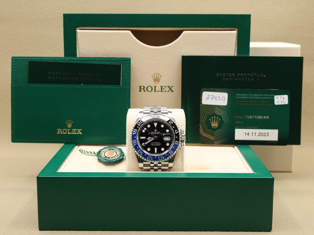 Rolex GMT-Master II Batgirl Black Dial on Jubilee 126710BLNR Complete 2023
