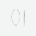 18KT White Gold Round Diamond Marquise Shaped Hoops 1.86ctw E-1862