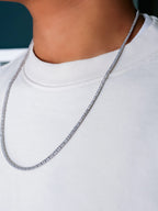14K White Gold Men's Round Natural Diamond Tennis Necklace 6ct N-65RD