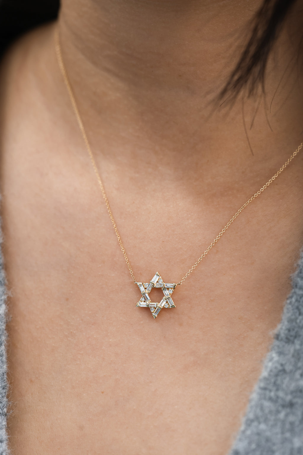 14K Yellow Gold Diamond Star of David Pendant 1.7ct P-JS041189