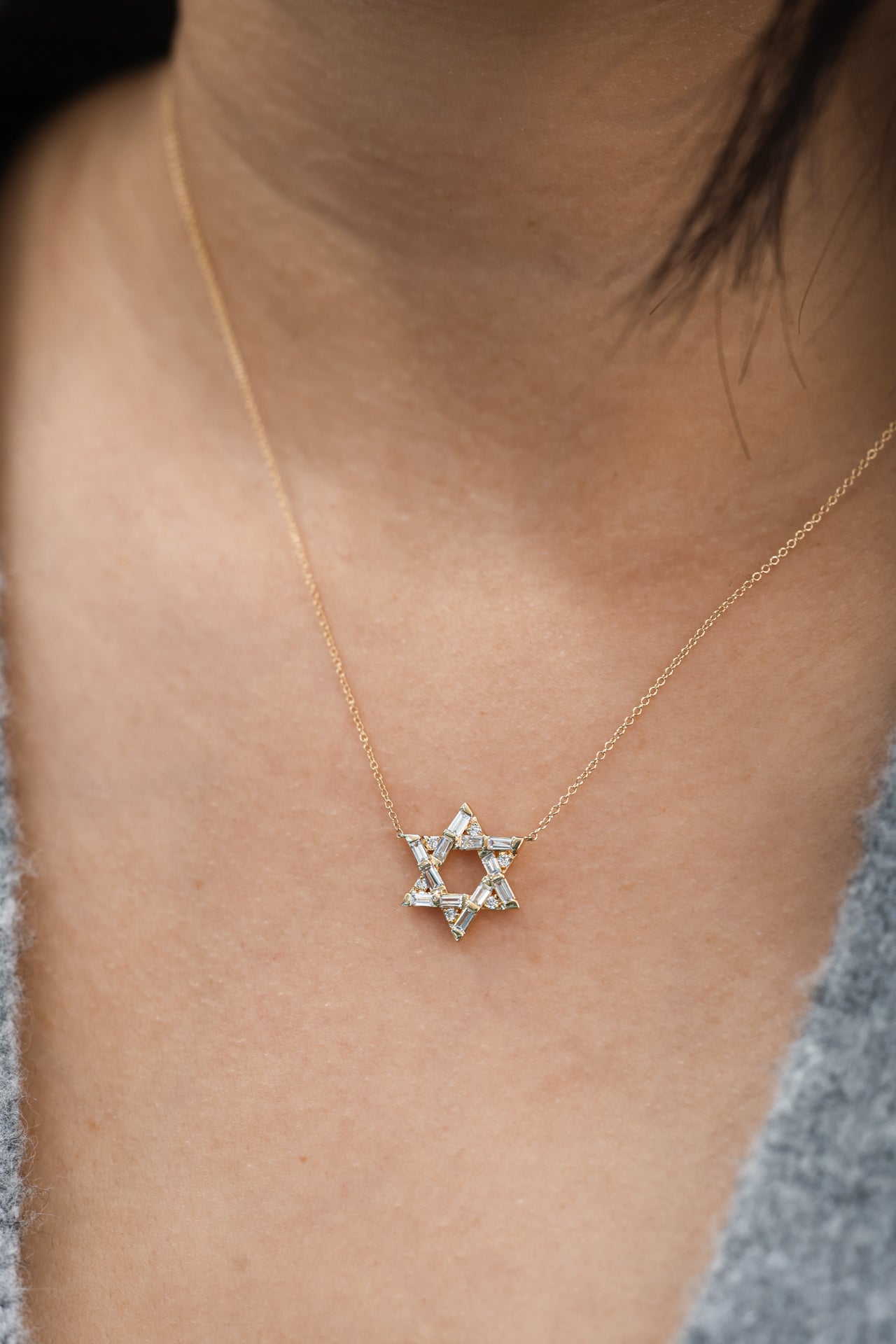 14K Yellow Gold Diamond Star of David Pendant 1.7ct P-JS041189