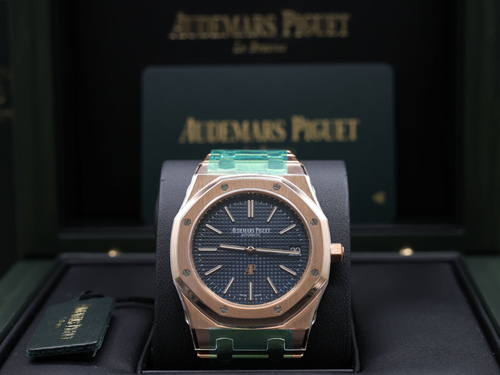 Audemars Piguet Royal Oak Extra-Thin Blue Dial on Bracelet 15202OR.OO.1240OR.01.A Card 2021