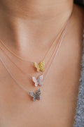 14K Rose Gold Large Pink Butterfly Diamond Pendant 2.5ct P-JS041319