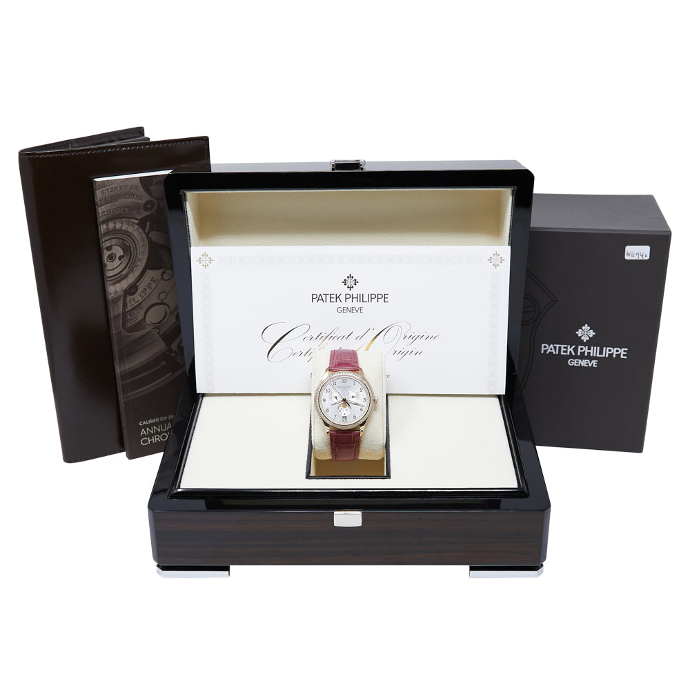 Patek Philippe Complications Annual Calendar Silvery Sunburst Dial on Leather Strap 4947R-001 Complete 2024