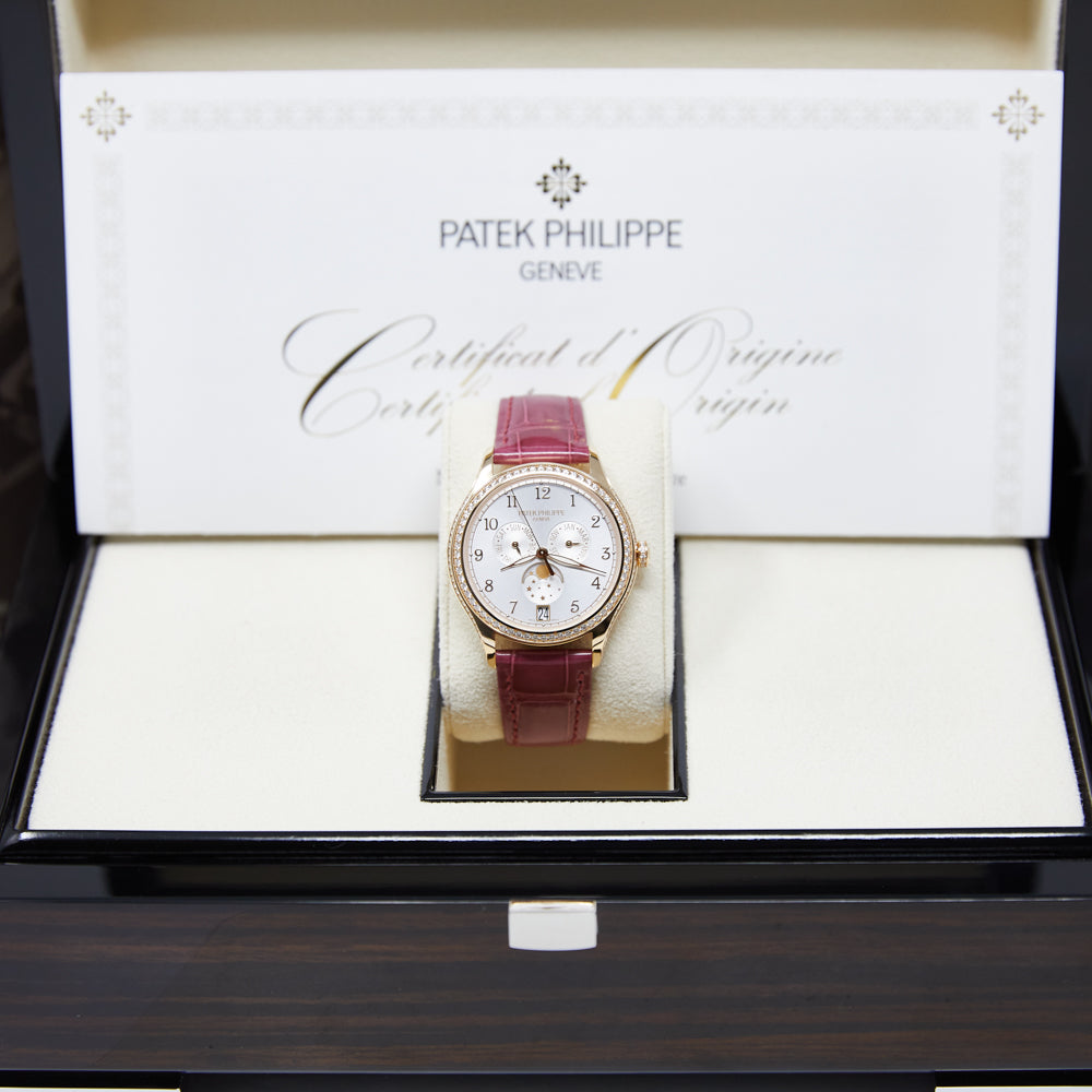 Patek Philippe Complications Annual Calendar Silvery Sunburst Dial on Leather Strap 4947R-001 Complete 2024