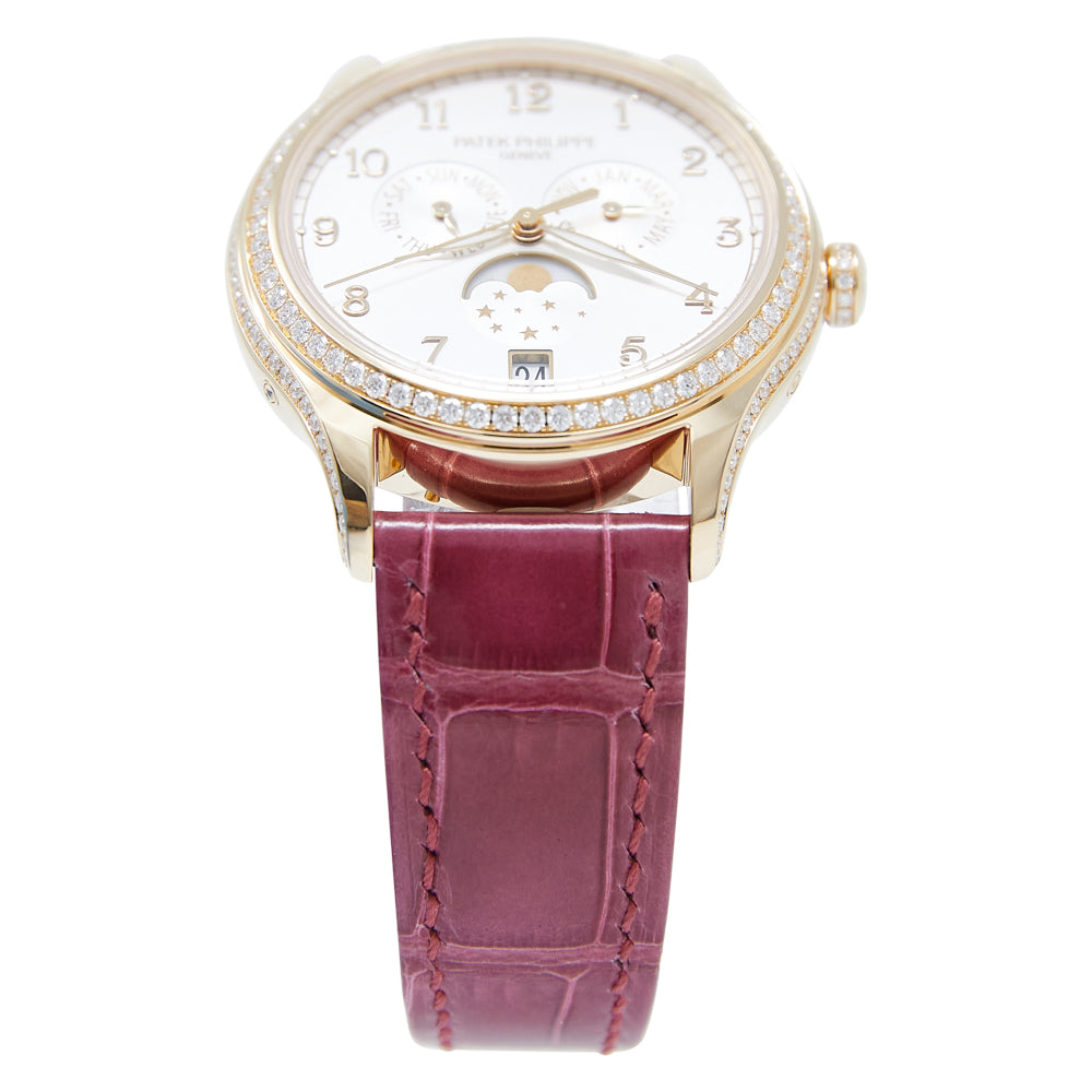 Patek Philippe Complications Annual Calendar Silvery Sunburst Dial on Leather Strap 4947R-001 Complete 2024