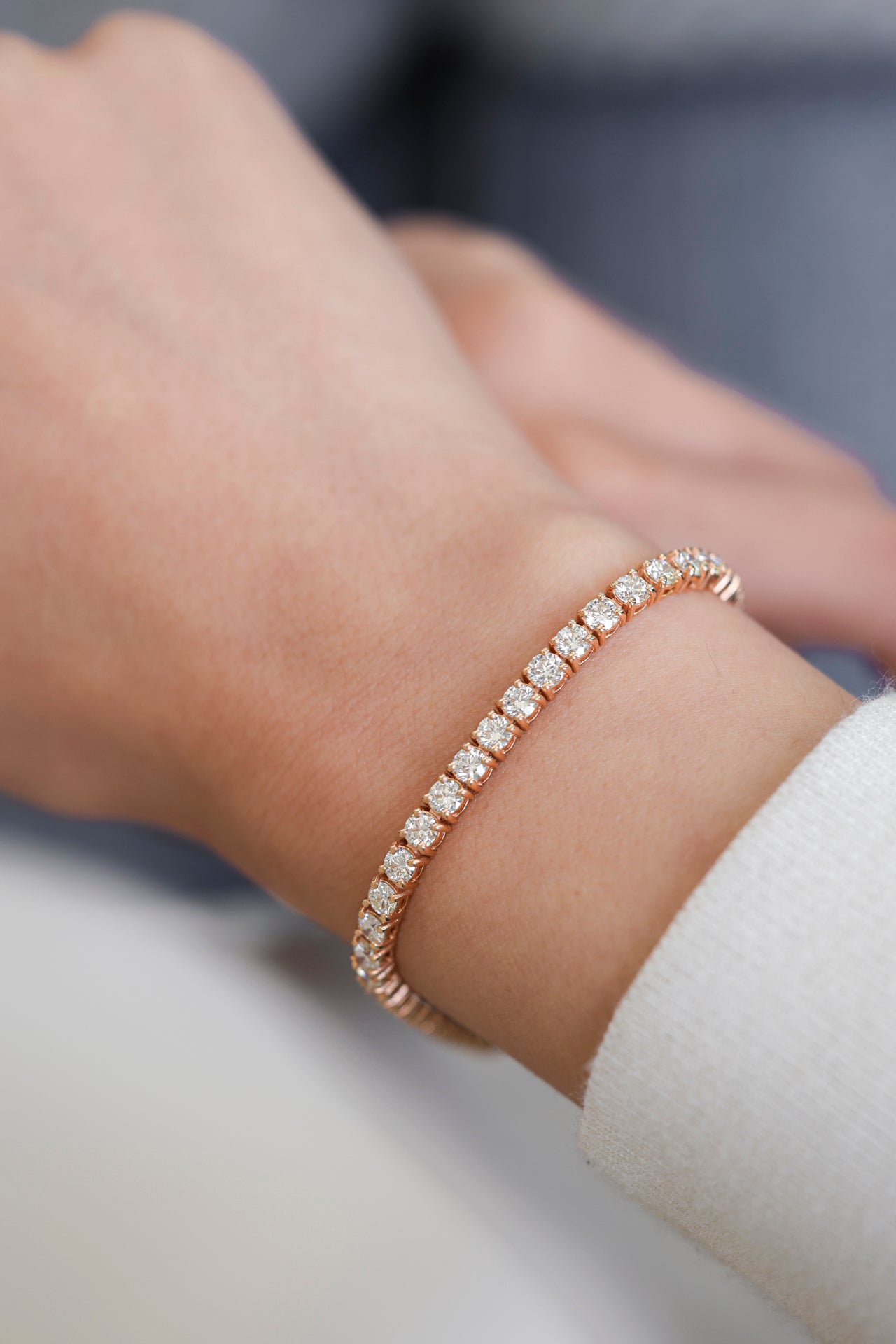 Classic Round Diamond Tennis Bracelet in 14K White Gold, 6.70ct B-670
