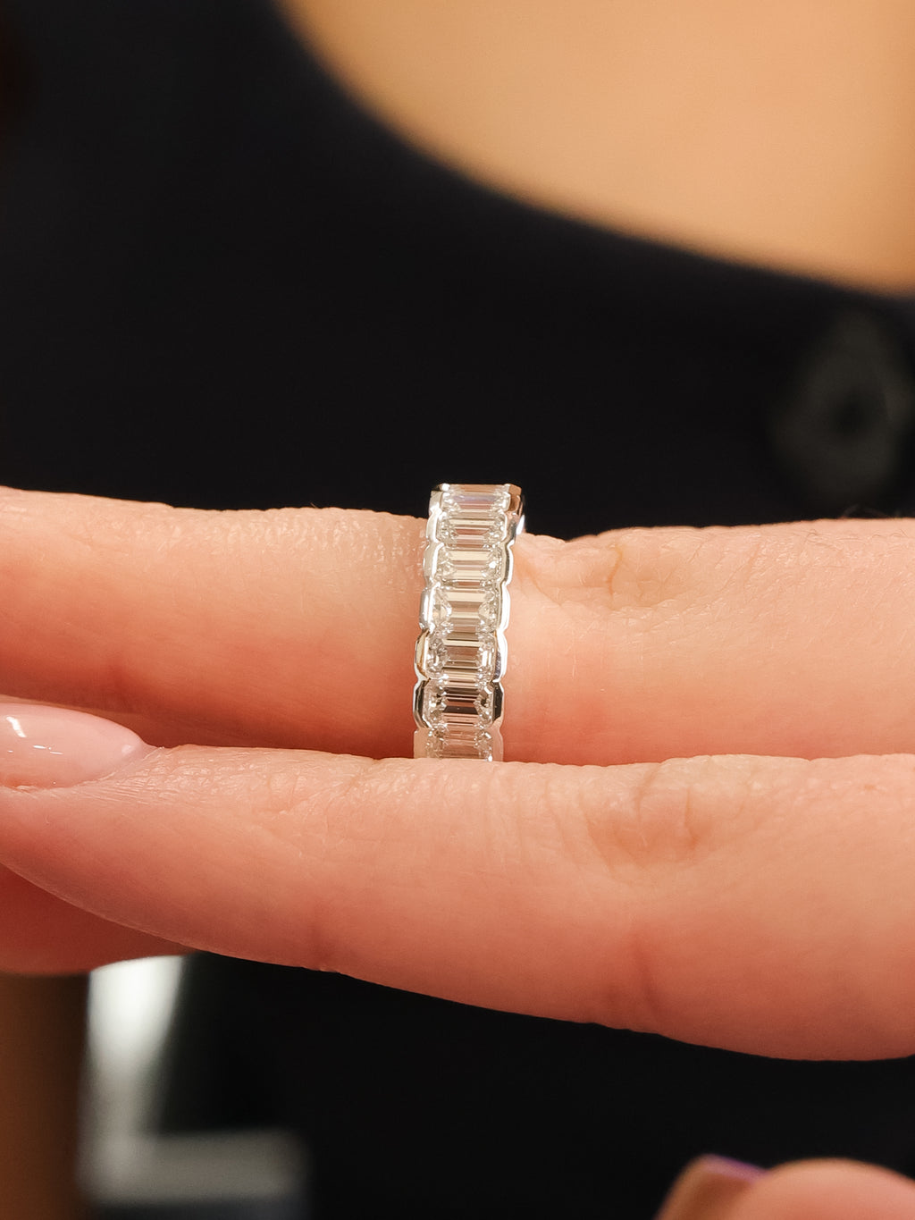 Emerald Cut Natural Diamond Platinum Eternity Band 5.33ct R-344EM