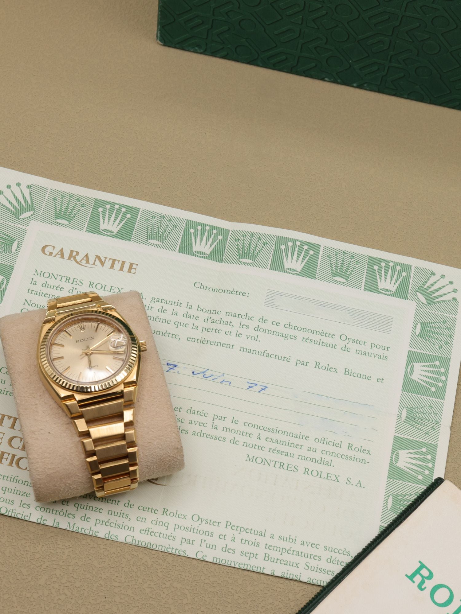Rolex Datejust Oysterquartz Champagne Dial on Yellow Gold 5100 Papers 1977