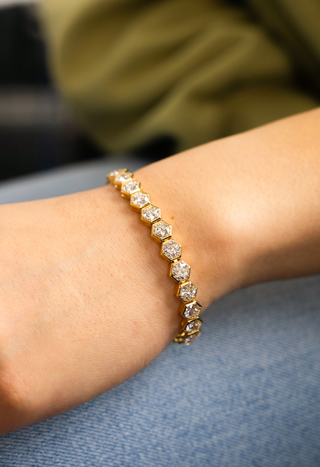 Elegant Hexagonal Link Tennis Bracelet, 13.00ct B-HEXB