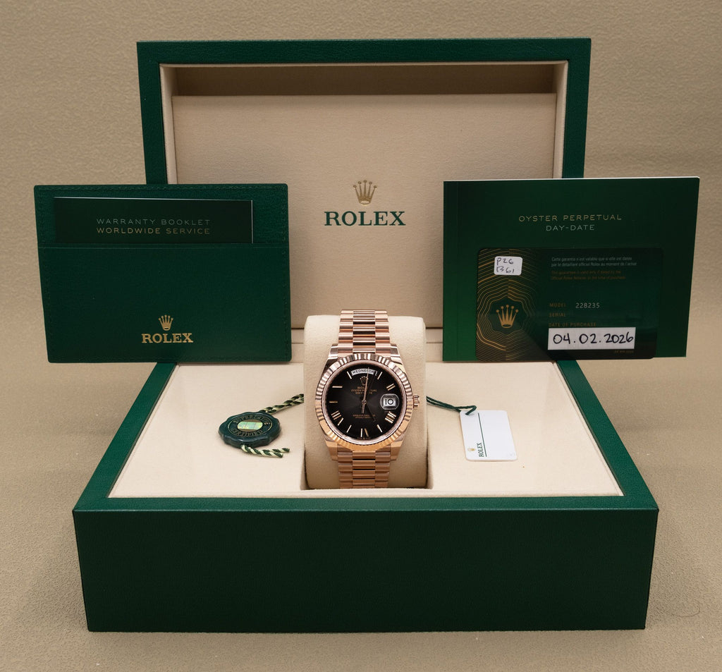 Rolex Day-Date 40 Slate Ombre Roman Dial on President 228235 Complete 2026