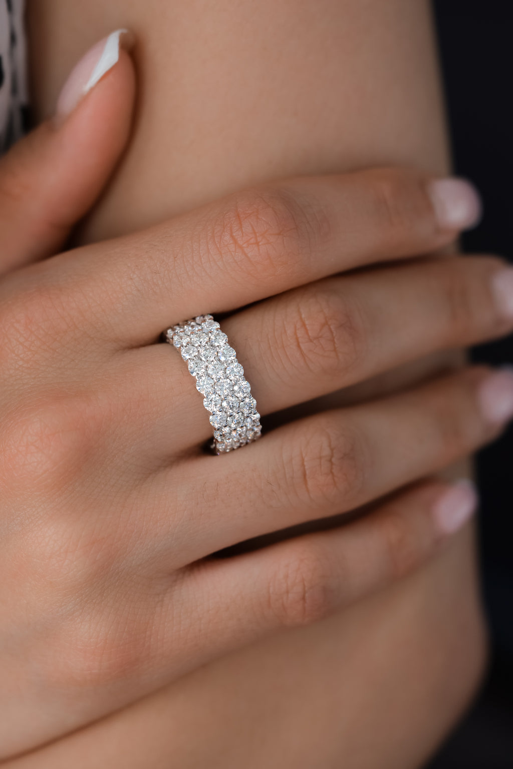 White Gold 3 ROW Eternity Ring 5.75 cts.