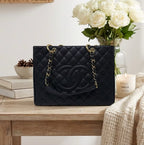 Chanel Quilted Grand Shopping Tote GST Black