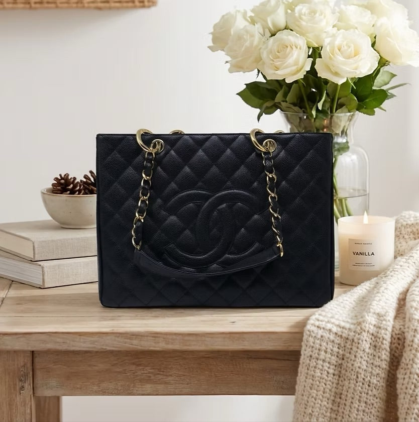 Chanel Quilted Grand Shopping Tote GST Black