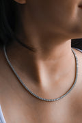 18K White Gold Round Diamond Straight Tennis Necklace 22.6ct N-11465RD