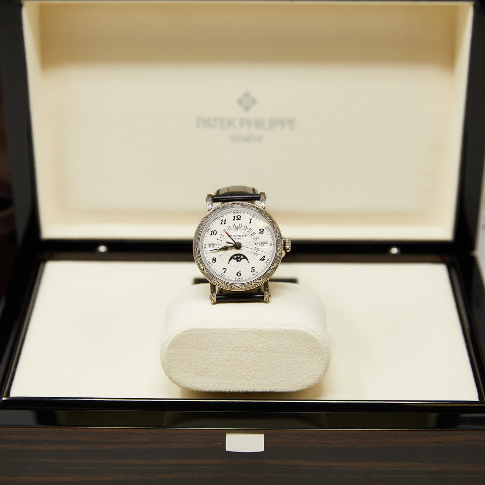 Patek Philippe Grand Complications Retrograde Silver Arabic Dial on Leather Strap 5160/500G-001 Complete 2020