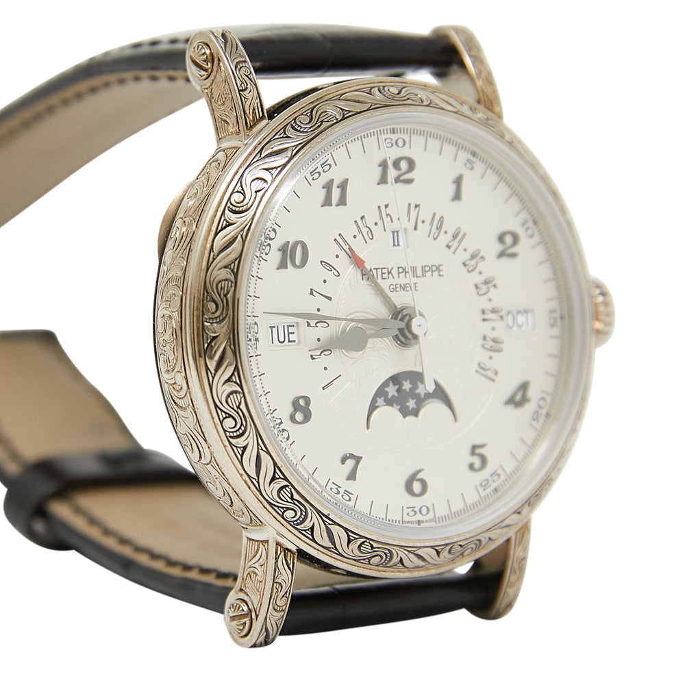 Patek Philippe Grand Complications Retrograde Silver Arabic Dial on Leather Strap 5160/500G-001 Complete 2020