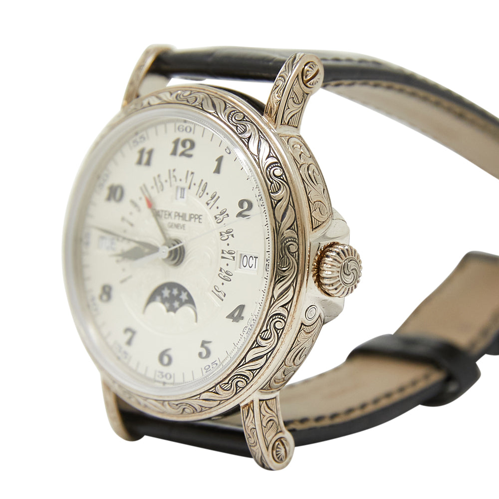 Patek Philippe Grand Complications Retrograde Silver Arabic Dial on Leather Strap 5160/500G-001 Complete 2020