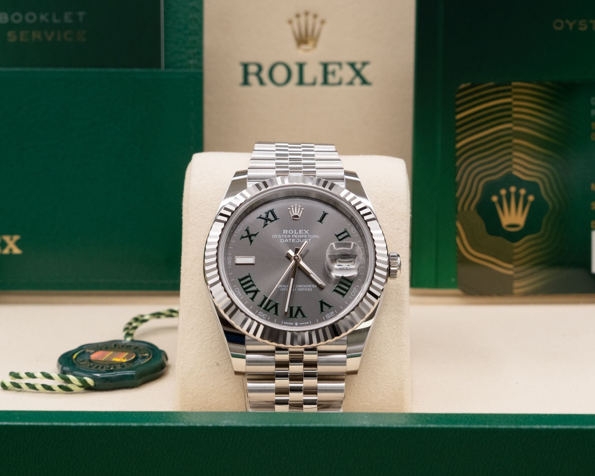 Rolex Datejust 41 Slate Green Roman Dial on Jubilee 126334 Complete 2026