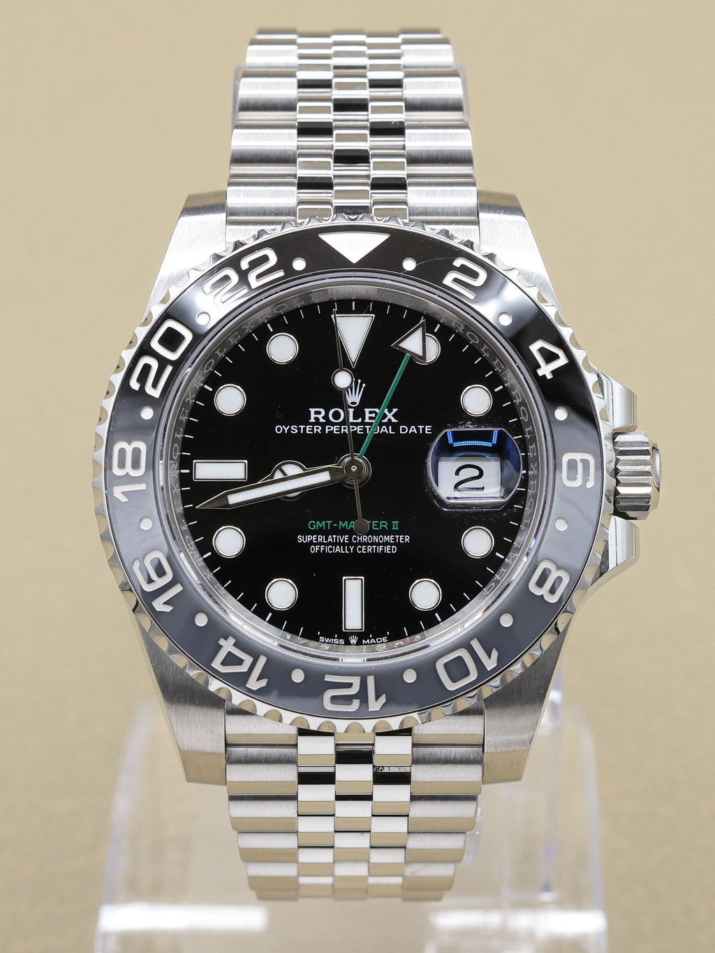 Rolex GMT-Master II Bruce Wayne Black Dial on Jubilee 126710GRNR Complete 2024
