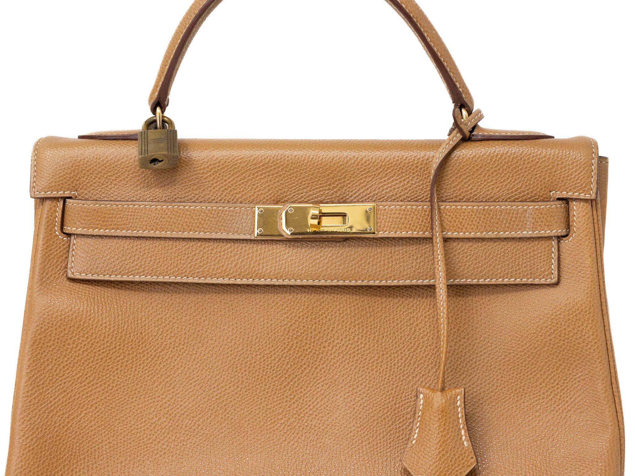 Vintage Hermes Kelly 32 Sellier Naturel Courchevel