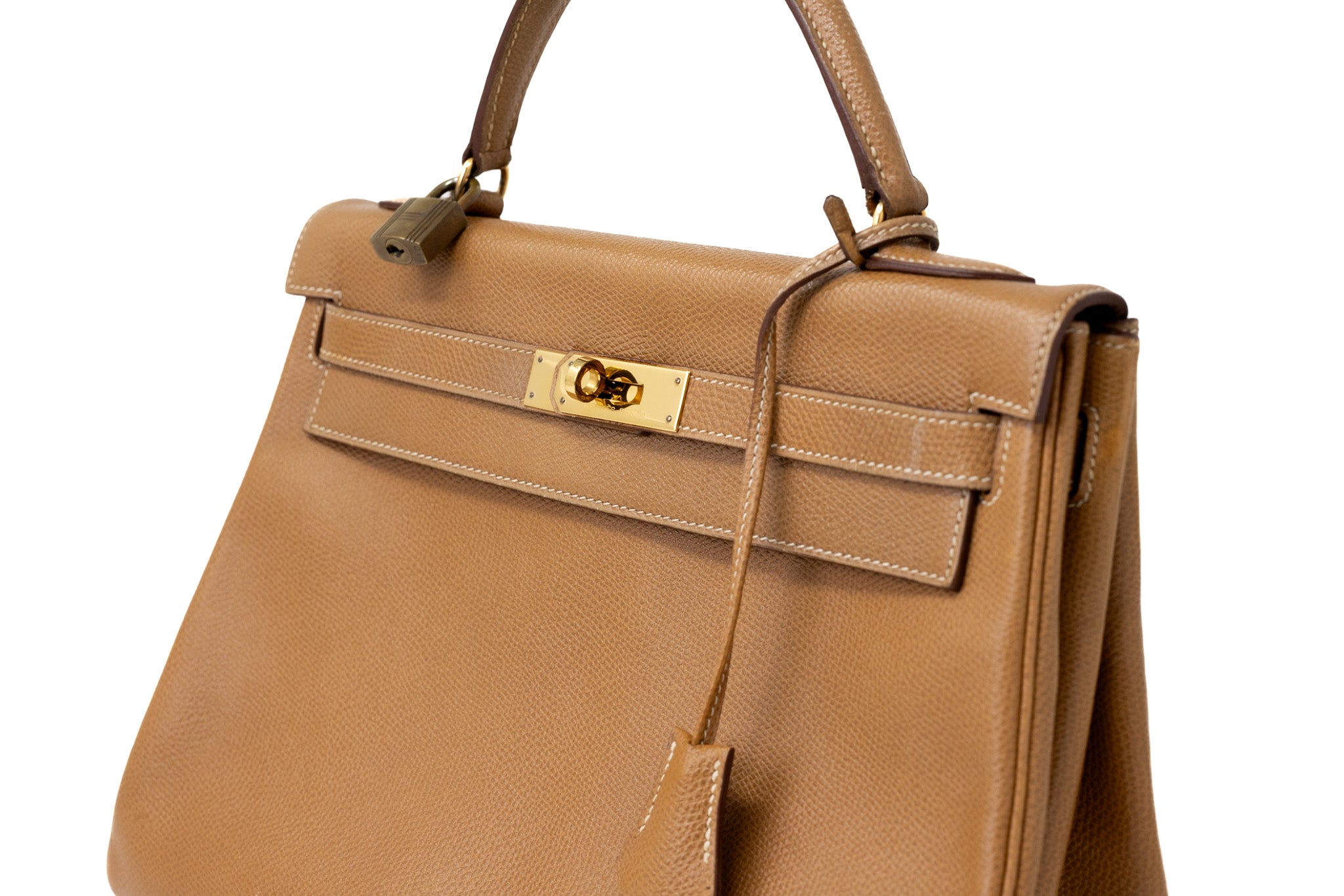 Vintage Hermes Kelly 32 Sellier Naturel Courchevel