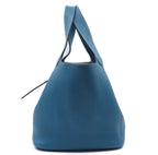 Hermes Taurillon Clemence Picotin Lock 22 MM Bleu Hydra