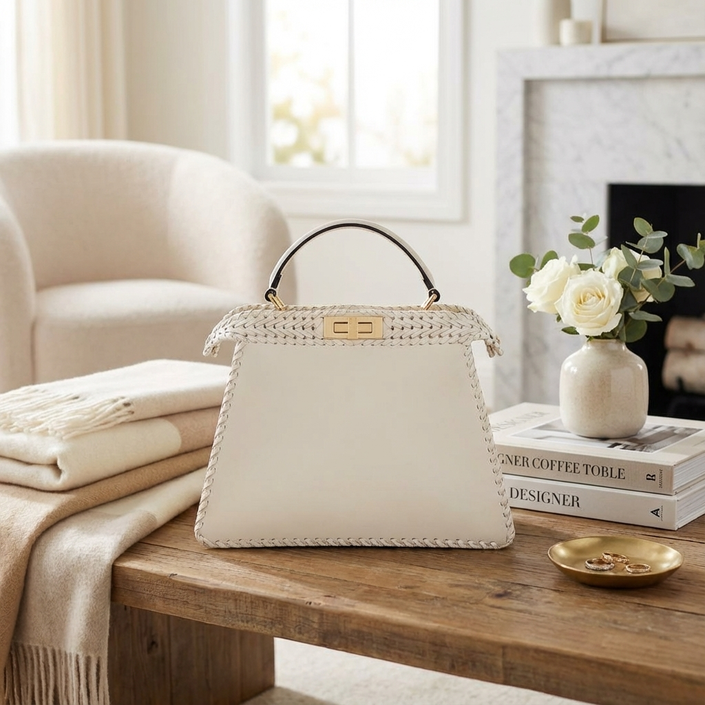 Fendi Cream Leather Peekaboo
