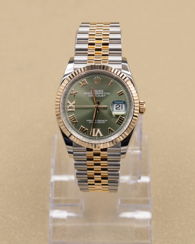 Rolex Datejust 36 Olive Green Roman Dial on Jubilee 126233 Complete 2026