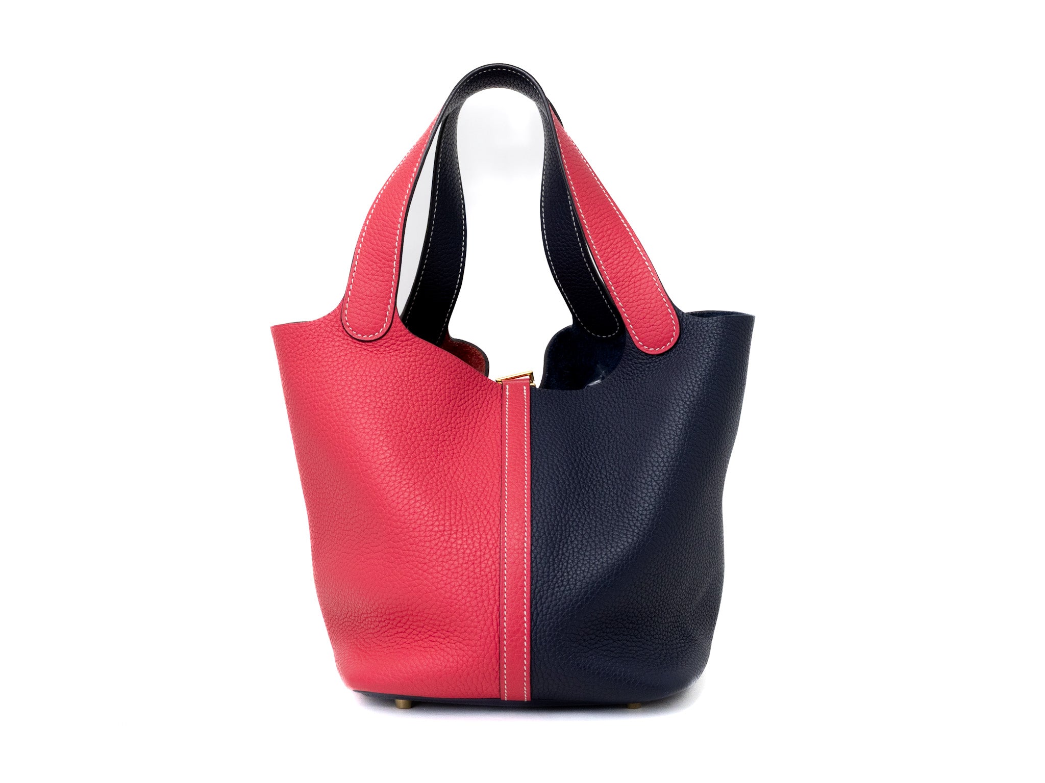 Hermes Picotin Rose Extreme Bleu Nuit Taurillon Clemence Lock MM Casaque Handbag