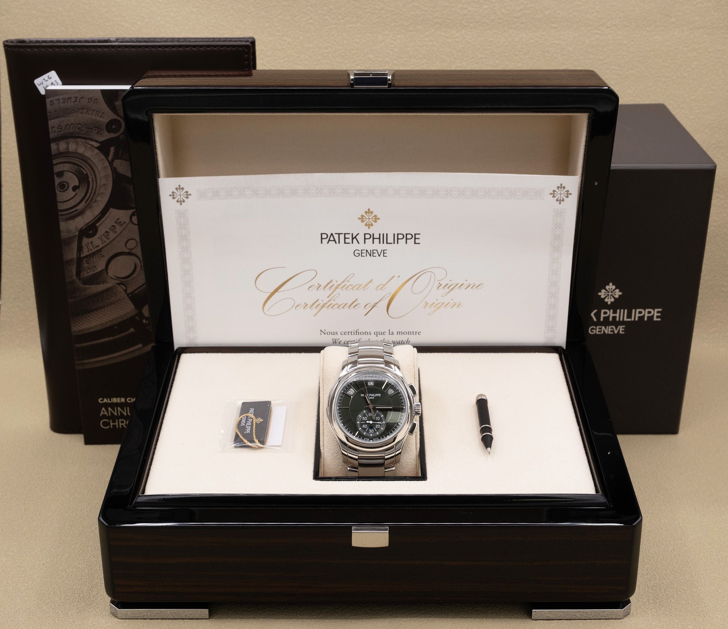 Patek Philippe Complications Flyback Chronograph Annual Calendar Olive Green Sunburst Dial on Bracelet 5905/1A-001 Complete 2024
