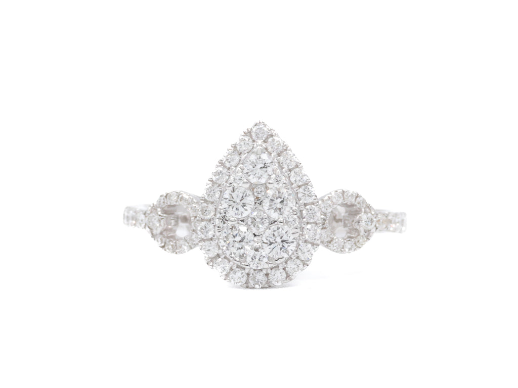 Pear Shape Invisible Set Diamond 18KT White Gold Ring 0.67ct R-67INV