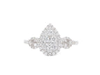 Pear Shape Invisible Set Diamond 18KT White Gold Ring 0.67ct R-67INV